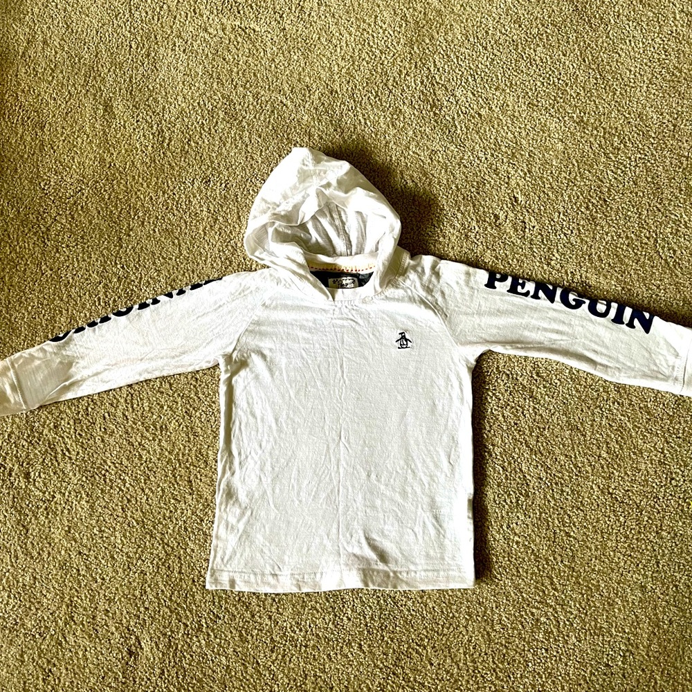 Original Penguin 5Y White LS Hoodie